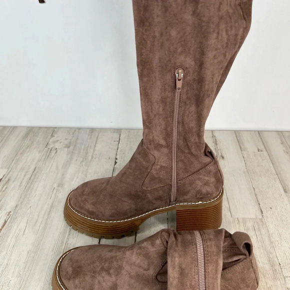 Mia Women's Taupe Brown Over-the-Knee Chunky Heel Suede Boots Size 8 - Picture 5 of 10